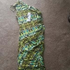 One shoulder stretchy ruched dress